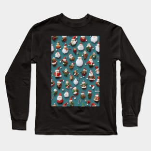 Christmas Seamless Pattern, Santa and Christmas Gnomes #8 Long Sleeve T-Shirt